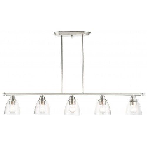 ##Antique Hardware## 5 Light Brushed Nickel Linear Chandelier