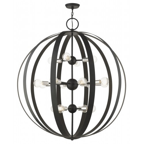 ##Antique Hardware## 16 Light Black Foyer Chandelier