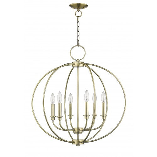 ##Antique Hardware## 6 Light Antique Brass Chandelier