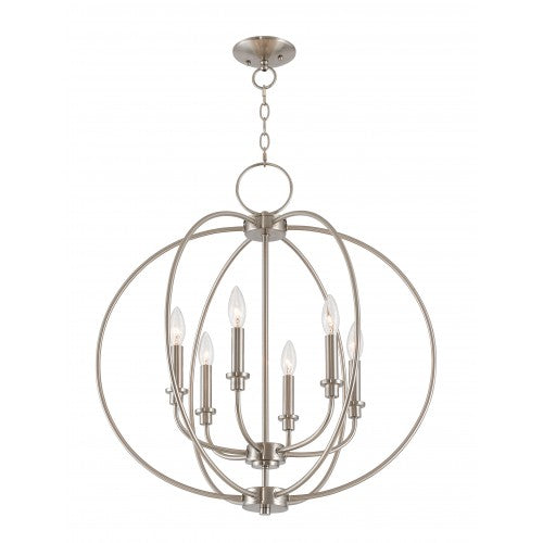 ##Antique Hardware## 6 Light Brushed Nickel Chandelier