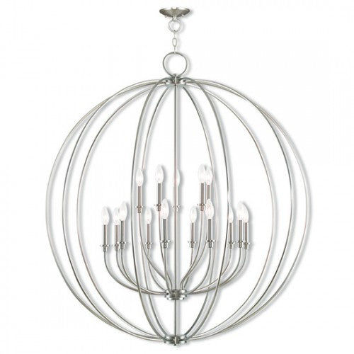 ##Antique Hardware## 15 Light Brushed Nickel Foyer Chandelier