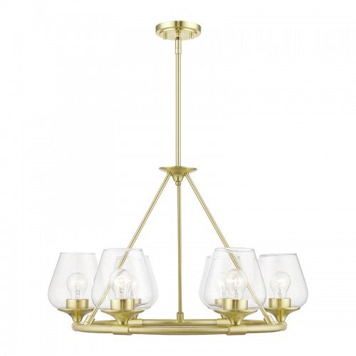 ##Antique Hardware## 6 Light Satin Brass Chandelier