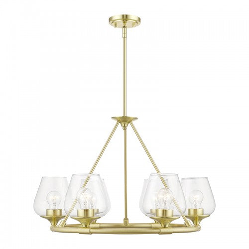 ##Antique Hardware## 6 Light Satin Brass Chandelier