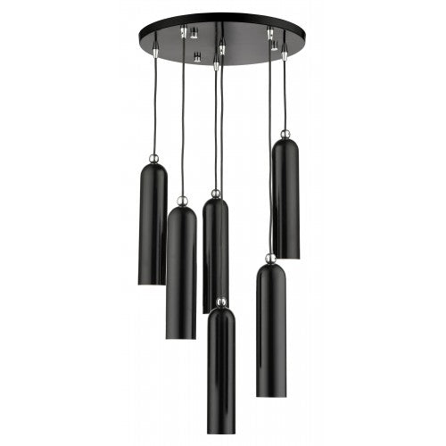 ##Antique Hardware## 6 Light Shiny Black Pendant