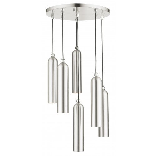 Antique Hardware 6 Light Brushed Nickel Pendant Pendant