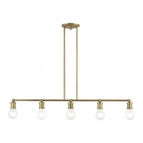 ##Antique Hardware## 5 Light Antique Brass Large Linear Chandelier