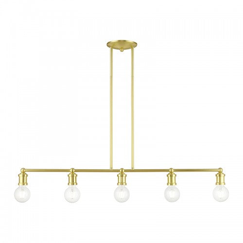 ##Antique Hardware## 5 Light Satin Brass Large Linear Chandelier