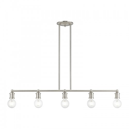 ##Antique Hardware## 5 Light Brushed Nickel Large Linear Chandelier