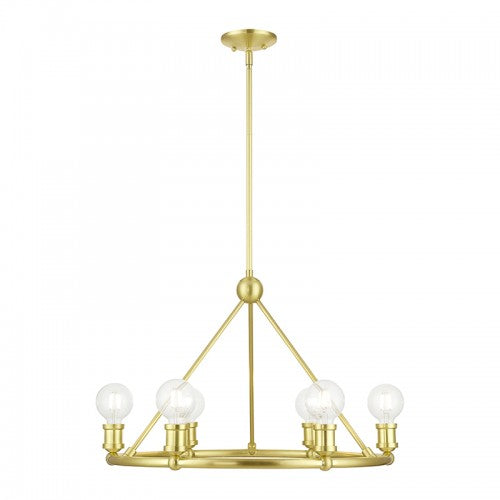 ##Antique Hardware## 6 Light Satin Brass Chandelier