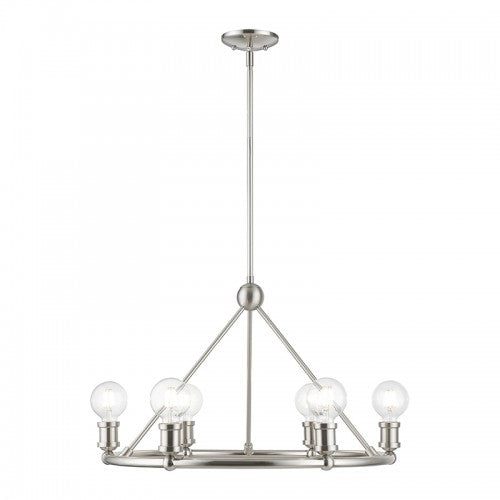 ##Antique Hardware## 6 Light Brushed Nickel Chandelier