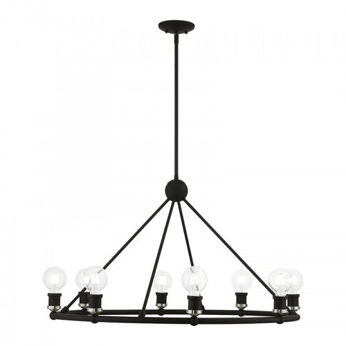 ##Antique Hardware## 8 Light Black with Brushed Nickel Accents Chandelier