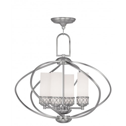 ##Antique Hardware## 4 Light Brushed Nickel Chandelier