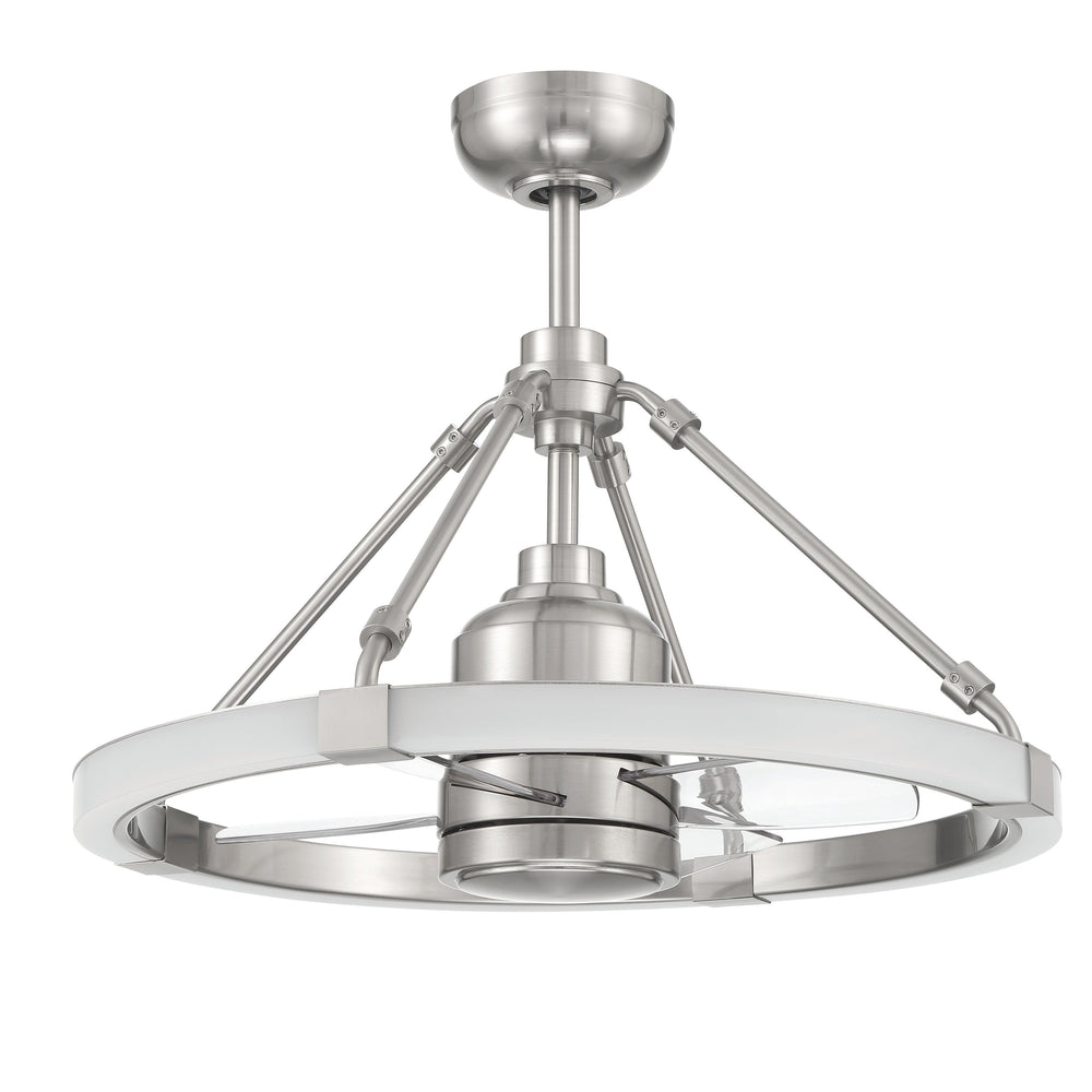 Antique Hardware 19" Levy in Brushed Polished Nickel w/ Clear Acrylic Blades Ceiling Fan