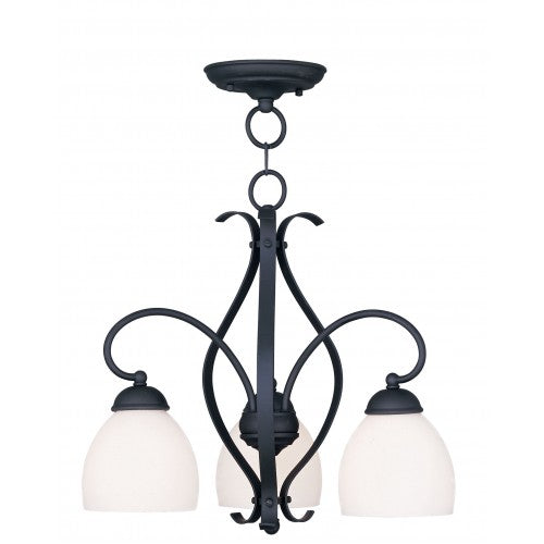 ##Antique Hardware## 3 Light Black Convertible Chandelier / Semi Flush