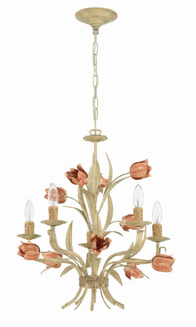 ##Antique Hardware## Southport 5 Light Sage Rose Chandelier