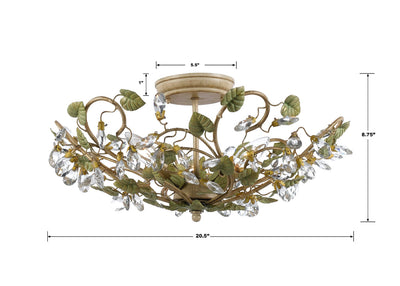 ##Antique Hardware## Josie 5 Light Champagne Green Tea Semi Flush Mount