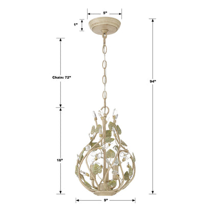 ##Antique Hardware## Josie 3 Light Champagne Green Tea Mini Chandelier