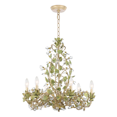 ##Antique Hardware## Josie 6 Light Champagne Green Tea Chandelier