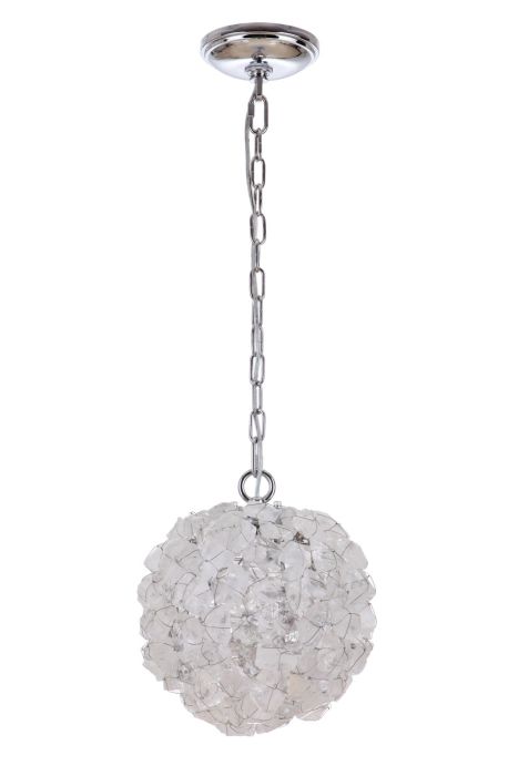 ##Antique Hardware## Roxx 1 Light Medium Pendant in Chrome w/Quartz Crystals