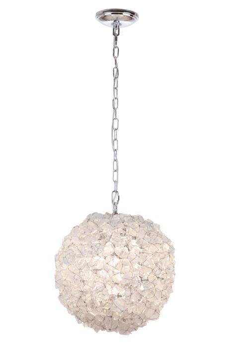 Roxx 1 Light Large Pendant in Chrome w/Quartz Crystals – Antique