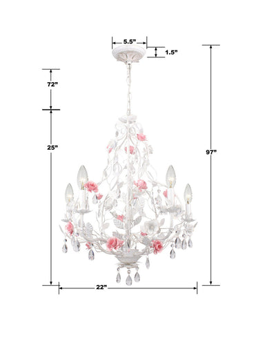 ##Antique Hardware## Lola 5 Light Wet White Chandelier