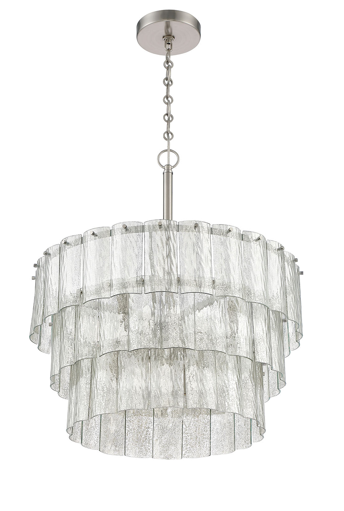 ##Antique Hardware## Museo 9 Light Pendant in Brushed Polished Nickel