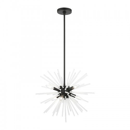 ##Antique Hardware## 6 Light Black Pendant Chandelier