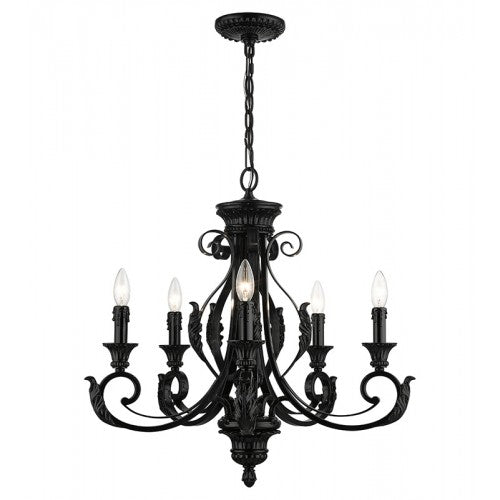 ##Antique Hardware## 5 Light Shiny Black Chandelier