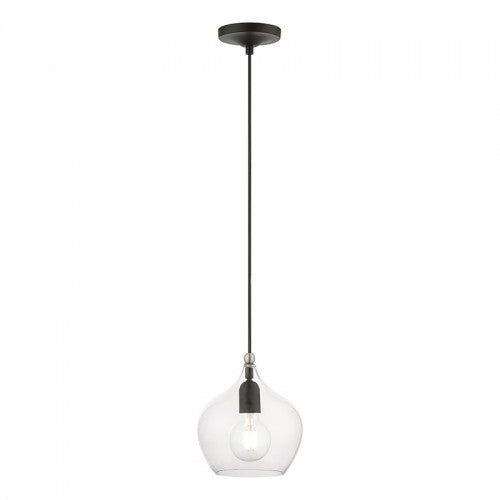 ##Antique Hardware## 1 Light Black with Brushed Nickel Accent Pendant
