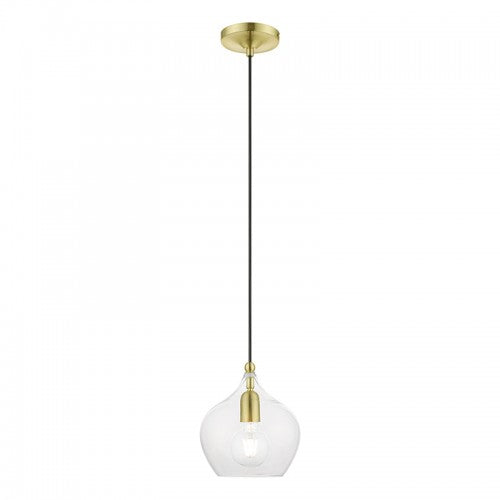 ##Antique Hardware## 1 Light Satin Brass with Polished Brass Accent Pendant