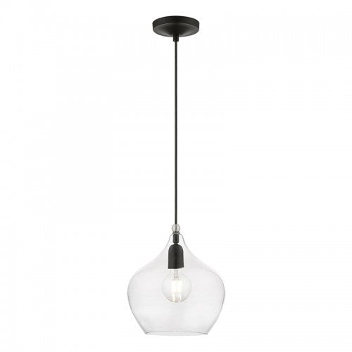 ##Antique Hardware## 1 Light Black with Brushed Nickel Accent Pendant