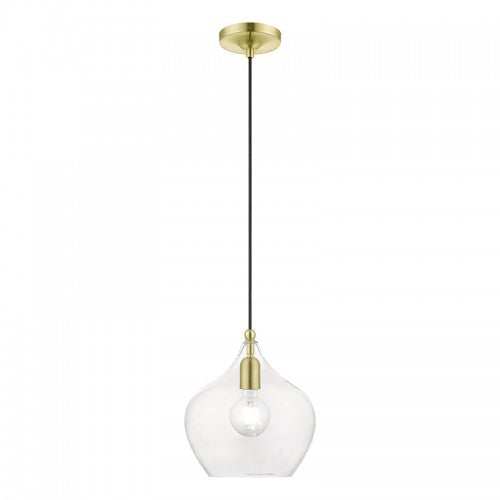 ##Antique Hardware## 1 Light Satin Brass with Polished Brass Accent Pendant