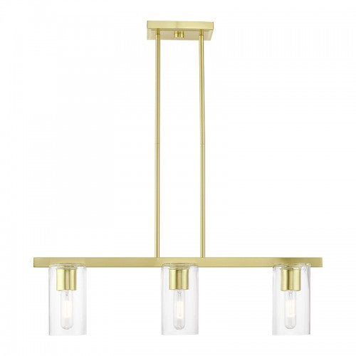 ##Antique Hardware## 3 Light Satin Brass Linear Chandelier