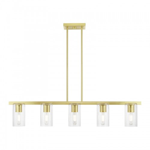 ##Antique Hardware## 5 Light Satin Brass Linear Chandelier