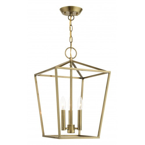 ##Antique Hardware## 3 Light Antique Brass Convertible Lantern