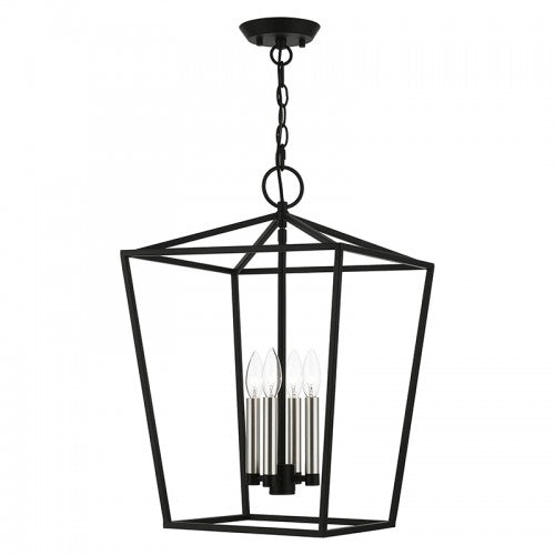 ##Antique Hardware## 4 Light Black with Brushed Nickel Accents Chandelier