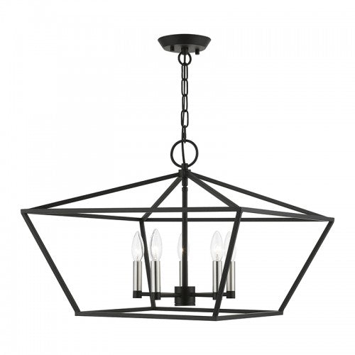 ##Antique Hardware## 5 Light Black with Brushed Nickel Accents Chandelier