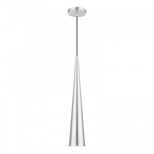 Antique Hardware 1 Light Brushed Aluminum with Polished Chrome Accents Single Tall Pendant Pendant