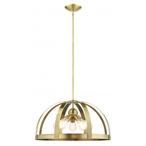 ##Antique Hardware## 5 Light Antique Brass Pendant Chandelier