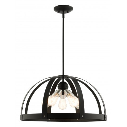 ##Antique Hardware## 5 Light Textured Black Pendant Chandelier