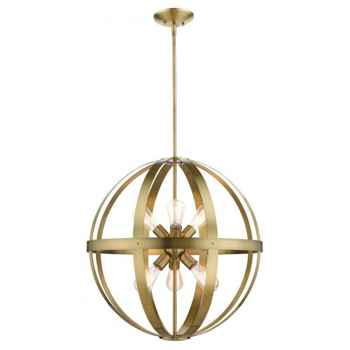 ##Antique Hardware## 6 Light Antique Brass Pendant Chandelier