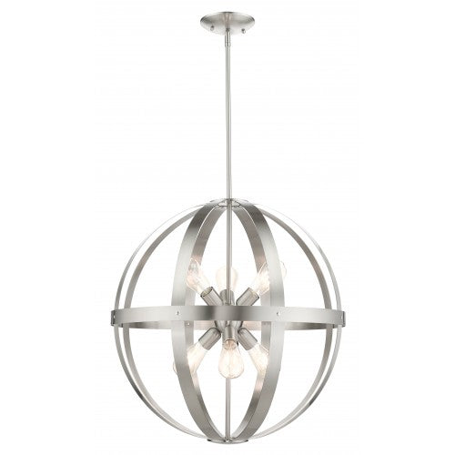 ##Antique Hardware## 6 Light Brushed Nickel Pendant Chandelier