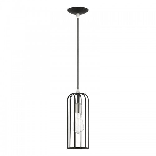 Antique Hardware 1 Light Black with Brushed Nickel Accents Pendant Pendant