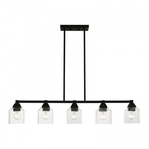 ##Antique Hardware## 5 Light Black Linear Chandelier