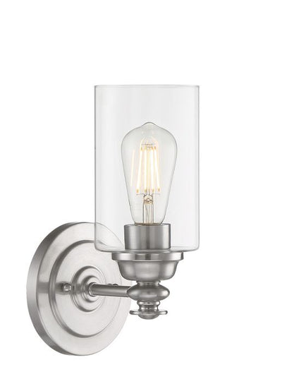 ##Antique Hardware## Dardyn 1 Light Wall Sconce in Brushed Polished Nickel (Clear Glass)