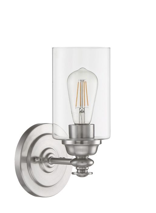 ##Antique Hardware## Dardyn 1 Light Wall Sconce in Brushed Polished Nickel (Clear Glass)