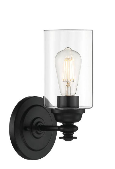 ##Antique Hardware## Dardyn 1 Light Wall Sconce in Flat Black (Clear Glass)