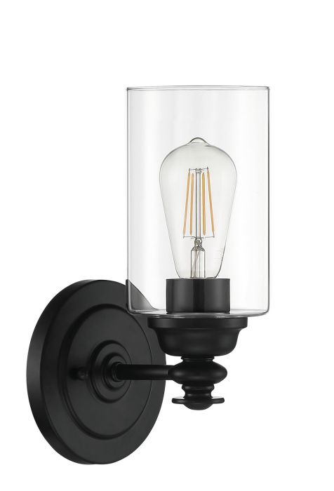 ##Antique Hardware## Dardyn 1 Light Wall Sconce in Flat Black (Clear Glass)