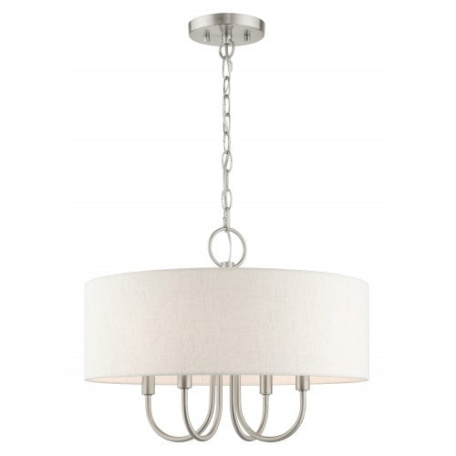 ##Antique Hardware## 4 Light Brushed Nickel Pendant Chandelier