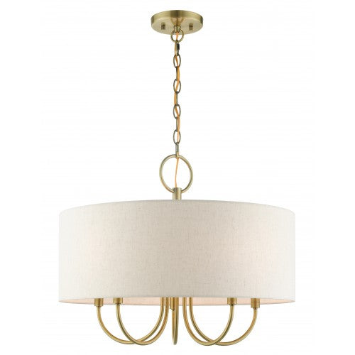 ##Antique Hardware## 5 Light Antique Brass Pendant Chandelier